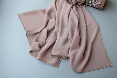 The Graceful Korean Chiffon Stone Work Stole - Peach