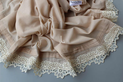 Intricate Applique Elegance - Lawn Shawl