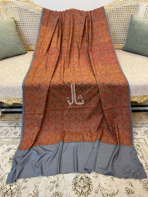 Sozni Machine embroidered Jamawar Shawl