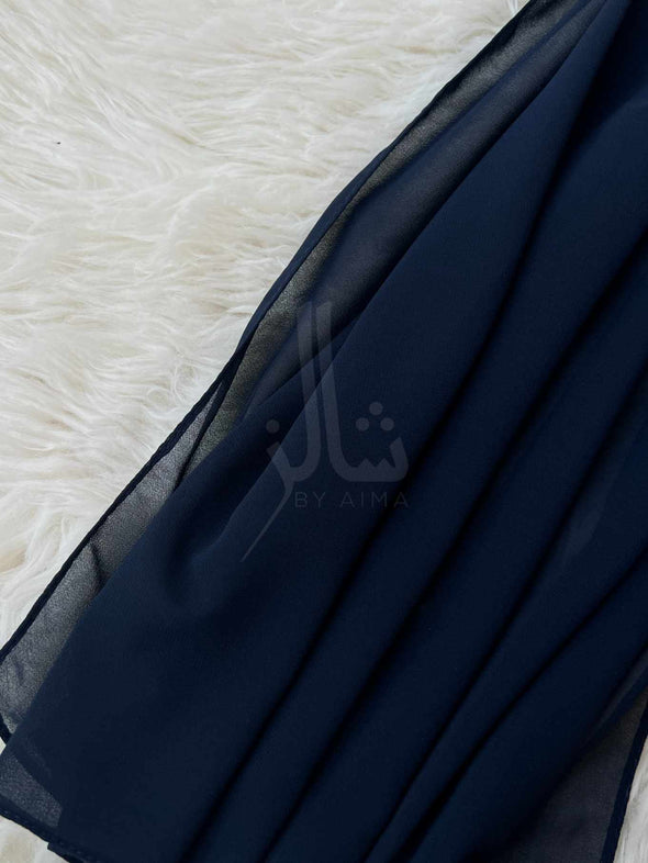 The Elegant Plain Georgette Stole - Navy Blue